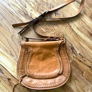 Tan Leather Saddle Crossbody Bag